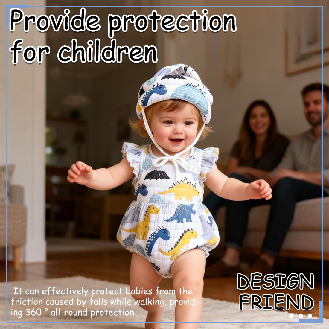 Un protège-tête pour bébé, un casque de protection et antichoc pour bébé, un casque antichute pour bébé, en coton ajustable et respirant.un chapeau de protection pour enfant,