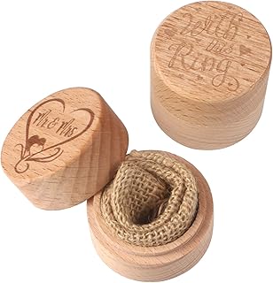 2pcs Bague De Mariage Boîte En Bois, Boîte Bague Mariage Portable Porte-Bagues En Bois De Mariage De Style Style Rétro Rustique Pour Anneau De Mariage(5 * 4cm)