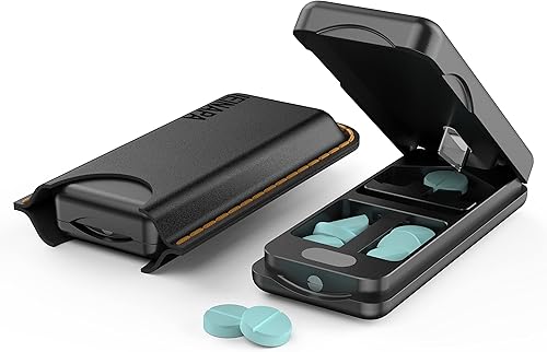 Cortador de píldoras con dispositivo de centrado automático, divisor de píldoras de aluminio con hoja de acero inoxidable 316L, funda de cuero