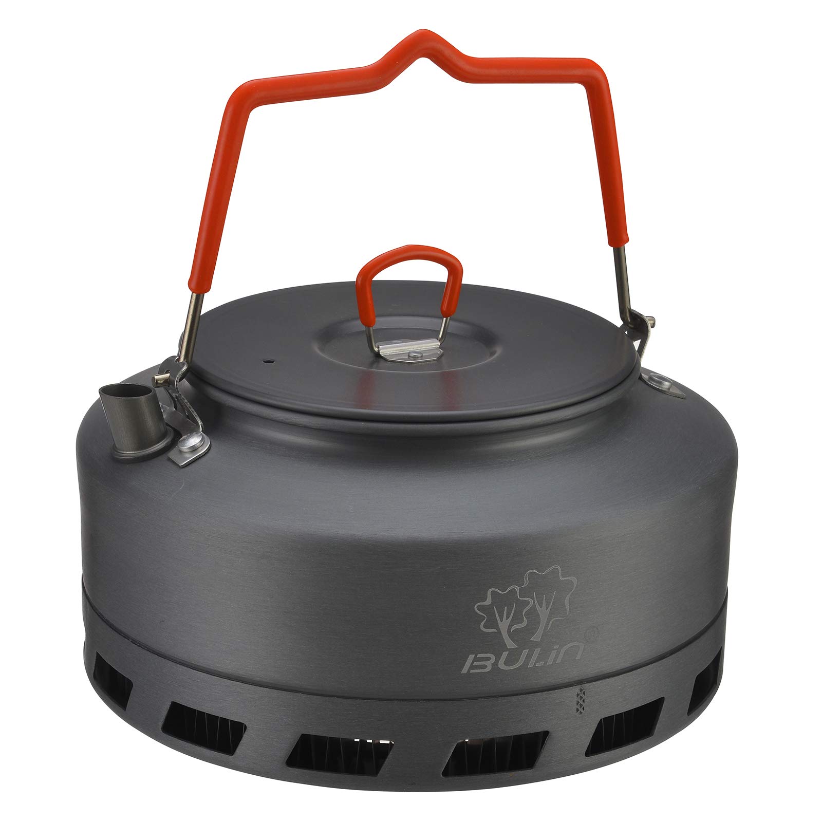 Bulin Bouilloire Camping – 1,6 L, bouilloire ultralégère en aluminium anodisé dur, pour maison, camping, trekking, randonnée, pique-nique, (fond à échangeur de chaleur)