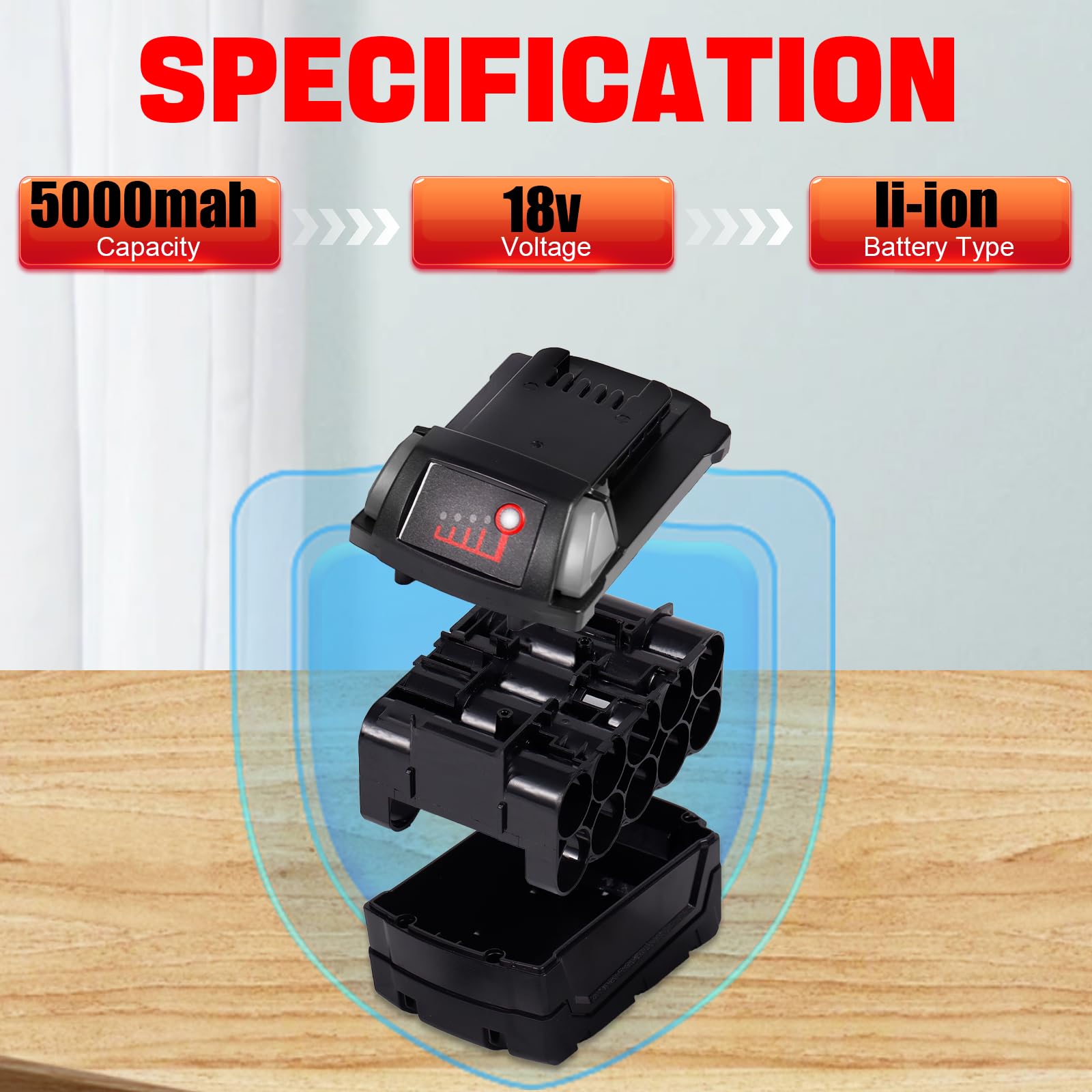 Sostituzione della cassa della batteria per Milwaukee 48-11-1850 48-11-1840 48-11-1852,Kit di riparazione della batteria,5Ah 10C 18650 Custodia in plastica per batteria con circuito di protezione