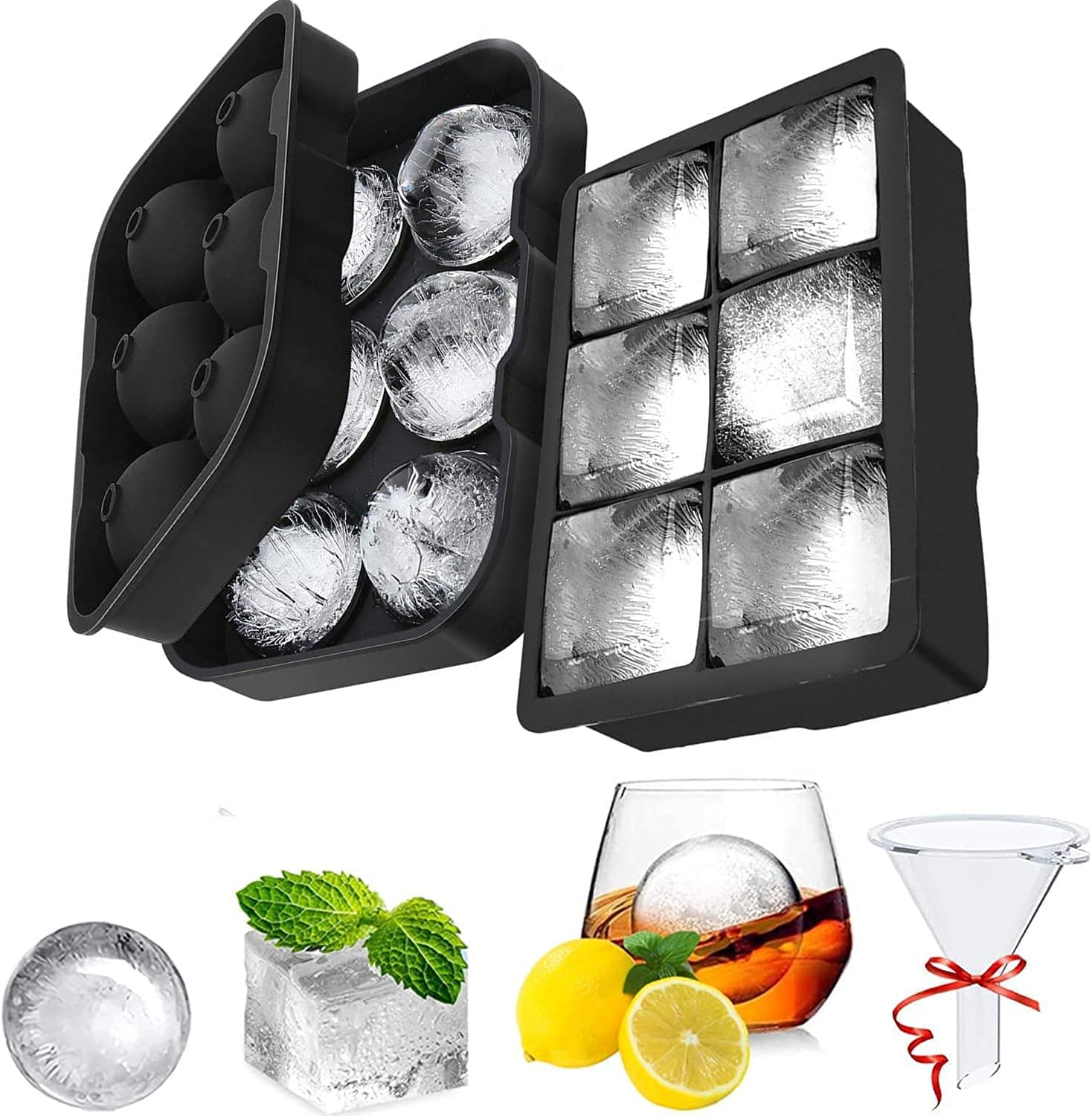 Sponsored Ad – Ice Cube Trays Black Silicone 6 Giant ice Hockey Machine with Lid,Reusable, for Candy Pudding Jelly, Milk Juice, Chocolate Mold,Cocktail Whiskey, Baby Food, Kitchen