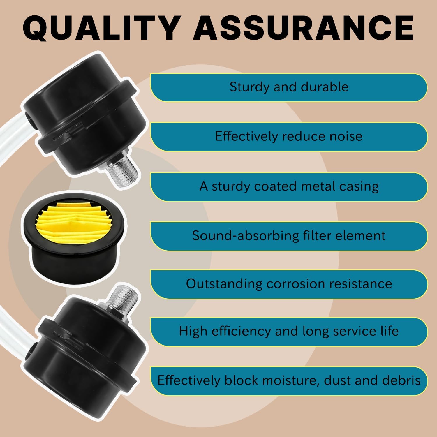 2 Pack 1/2" Thread Air Compressor Silencer,20mm Air Compressor Silencer Filter