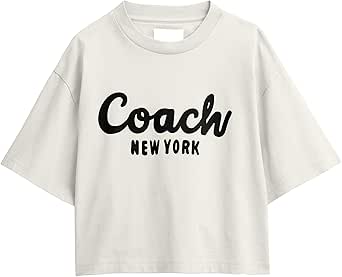 Coach Cursive Signature Cropped T Shirt playera Mujer : Amazon.com.mx ...