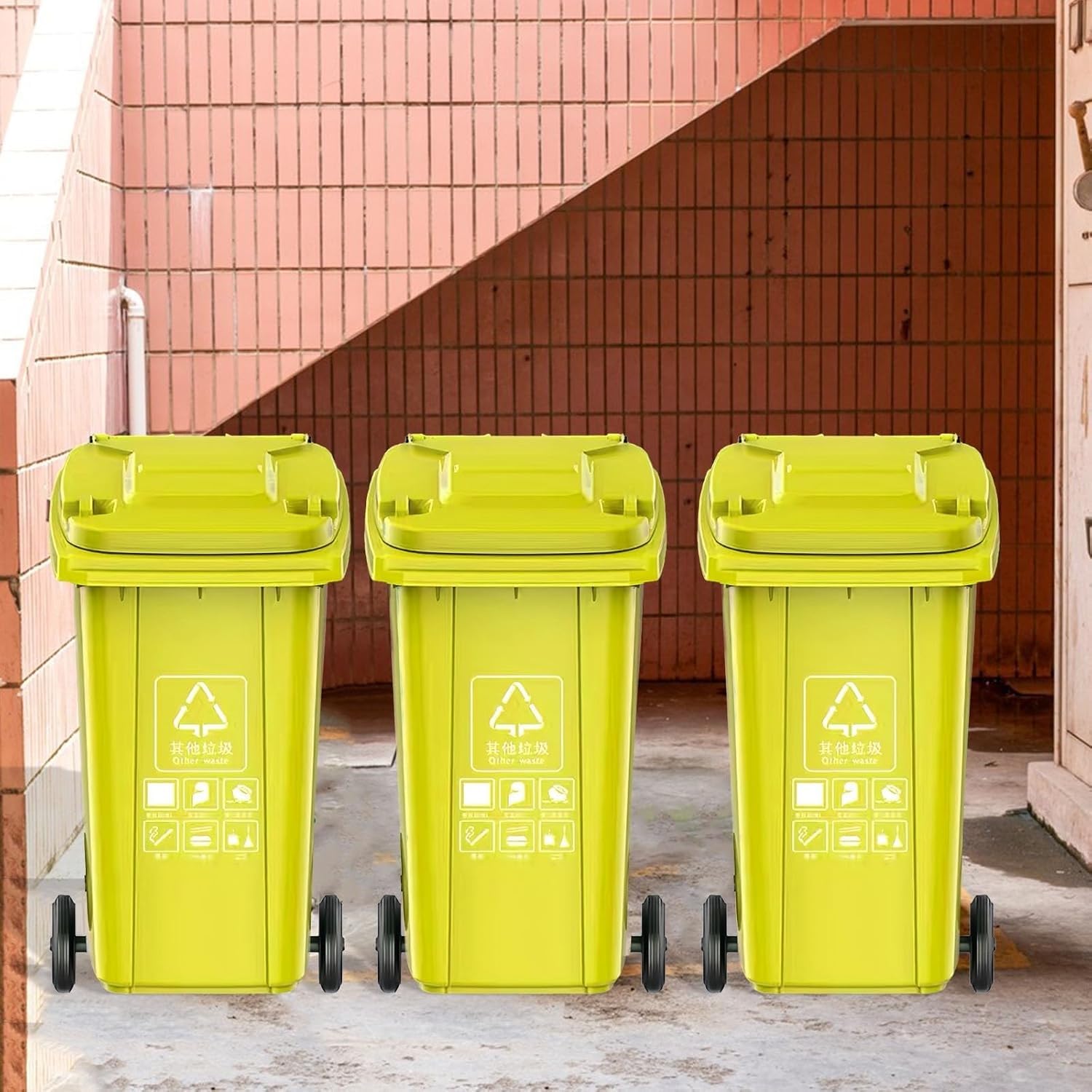 Zewnętrzny kosz na śmieci Zewnętrzny kosz na śmieci z kółkami 120 l 140 l Przemysłowy mobilny wytrzymały pojemnik na śmieci Wytrzymały duży kosz na śmieci z pokrywką Komercyjny kosz na śmieci na