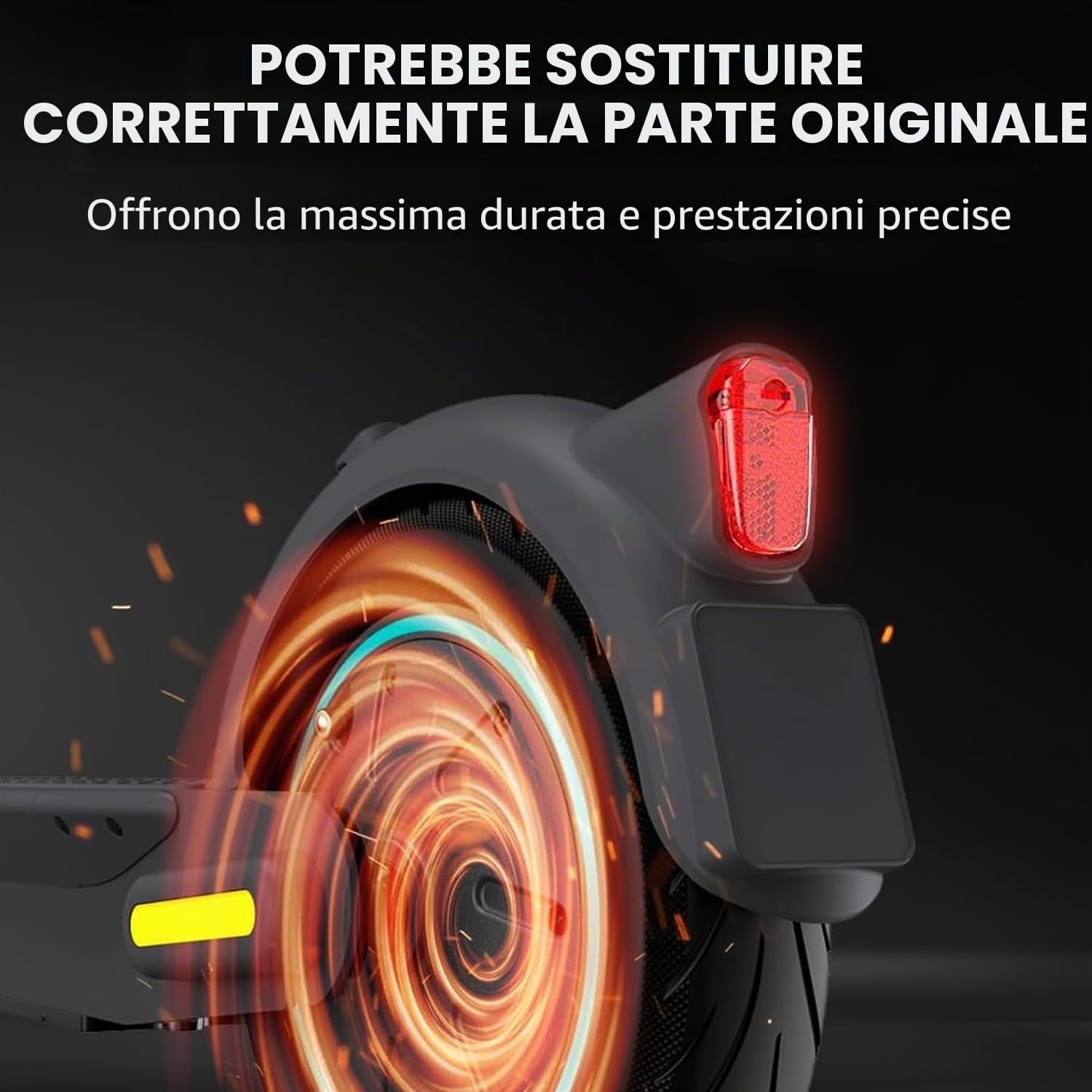 Parafango posteriore e posteriore a LED per Segway Ninebot Max G30 G30D Fender Taillight, Parafango posteriore con gancio, fanale posteriore (nero)