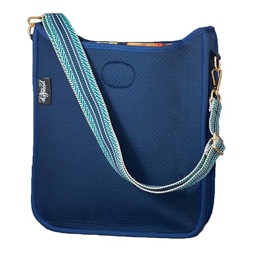 Pinafore Crossbody Neoprene Messenger Bag with Adjustable Guitar Strap (Navy Blue)
