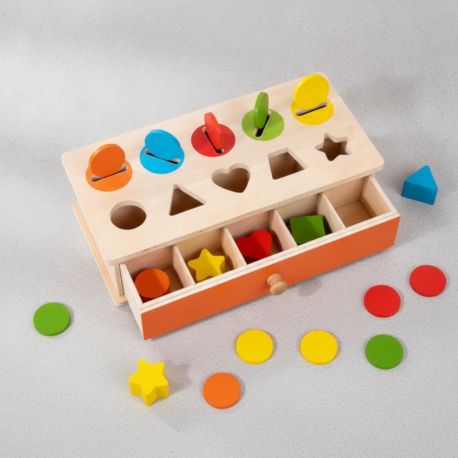 Gioco Pedagogico in Legno Sicuro | Educativo, Incastro, Durevole, Gioco di Forme e Colori, per Casa