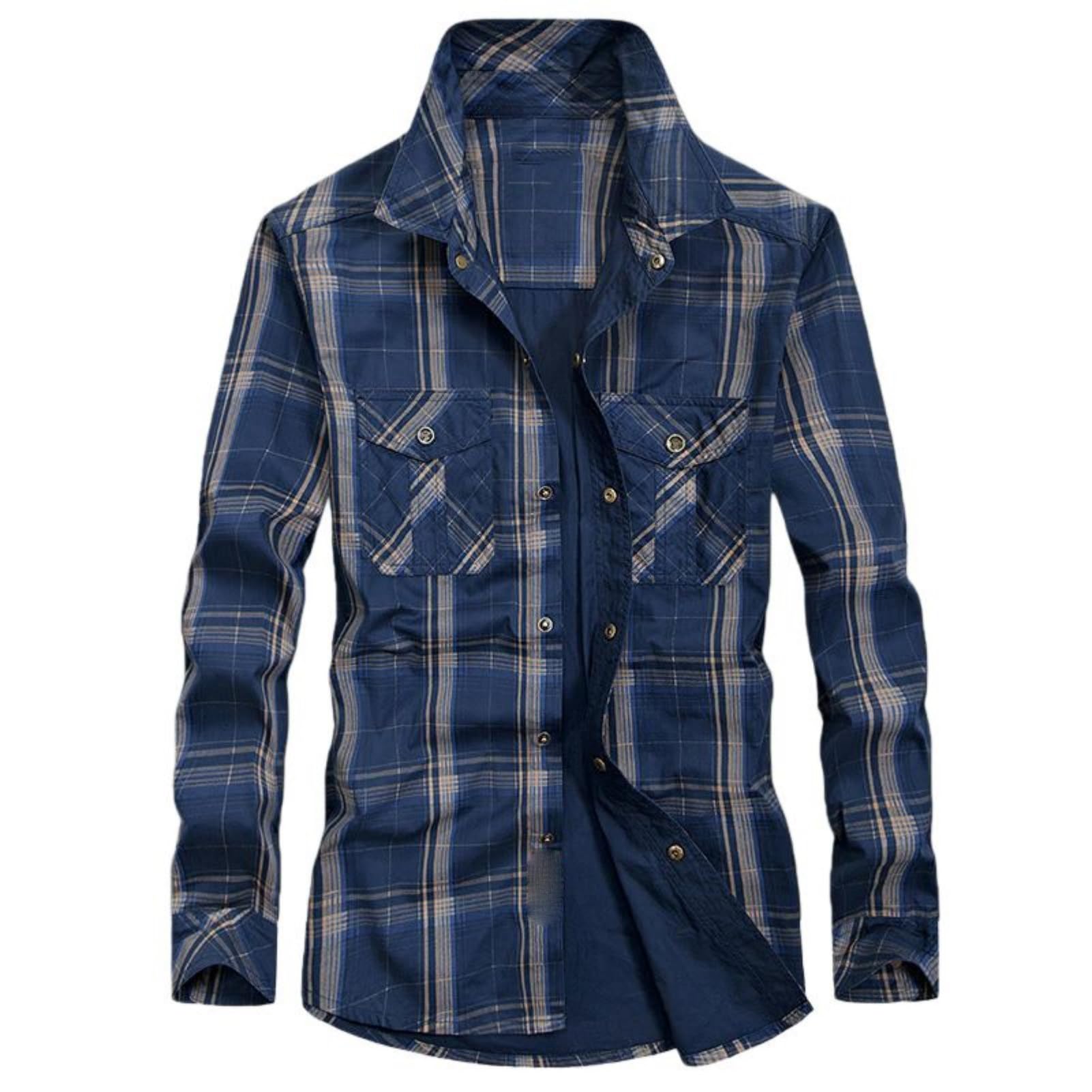 Camisa a cuadros de algodón transpirable contra la incomodidad con cuello alto 8