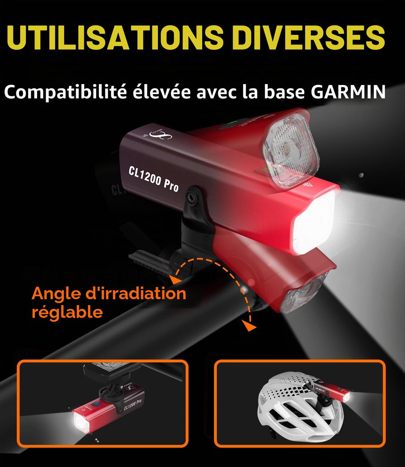 Éclairage Avant Vélo Intelligent 1200 Lumens - Phares de Vélo Super Lumineux avec Télécommande sans & Support pour Ordinateur de Vélo, 5000 mAh Rechargeable IPX6 étanche pour la Conduite de Nuit
