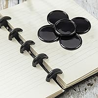 Vista 5 de 20 unidades de discos de encuadernación de libros de 2 pulgadas, discos de expansión negros, cuadernos de planificación, para cuadernos de bricolaje