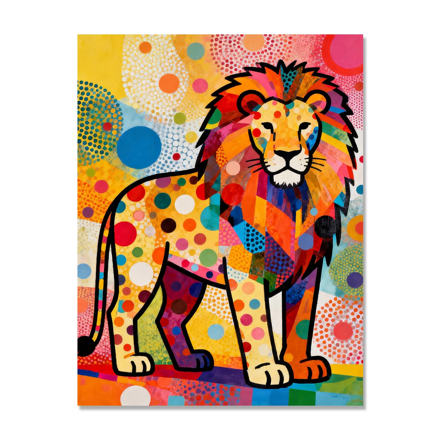 GYSDKUS Tableau Lion Pop Art Coloré sur Toile. A03. 70x90cm. Sans Cadre