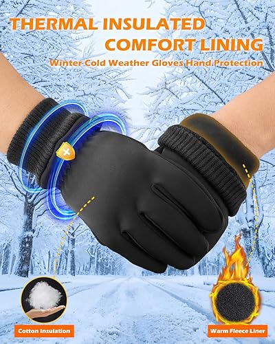 Miniatura 2 de Guantes de invierno para pantalla táctil, para correr, senderismo, clima frío, guantes térmicos cálidos resistentes al agua y a la nieve, para