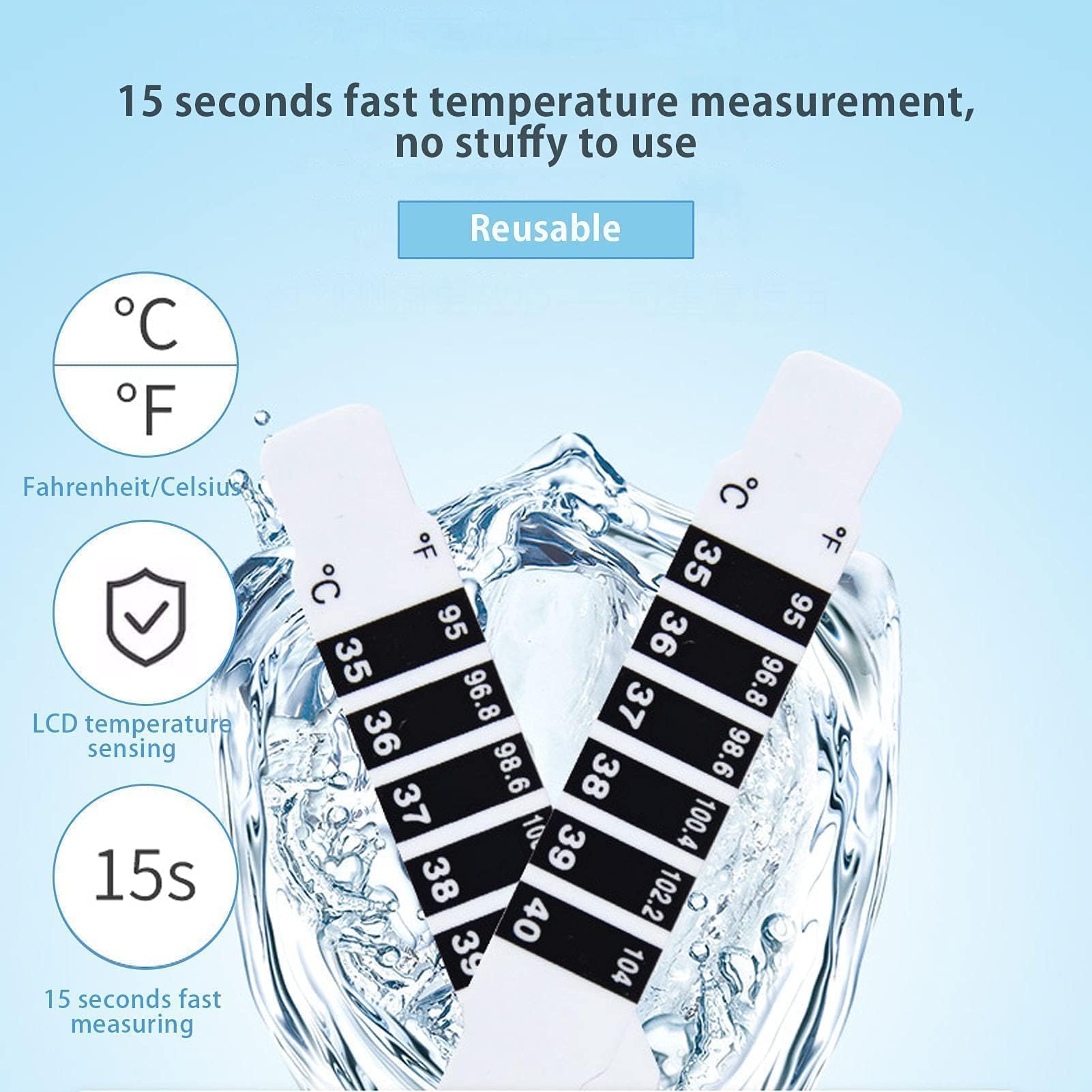 Lot De 20 Bandes De Température, Portatif Thermomètre Frontal Réutilisable, Patch Pour Fièvre Avec 20 Manuels, Termometre Médical Thermomètres De Voyage Pour Bébé, Usage Domestique Et Voyage