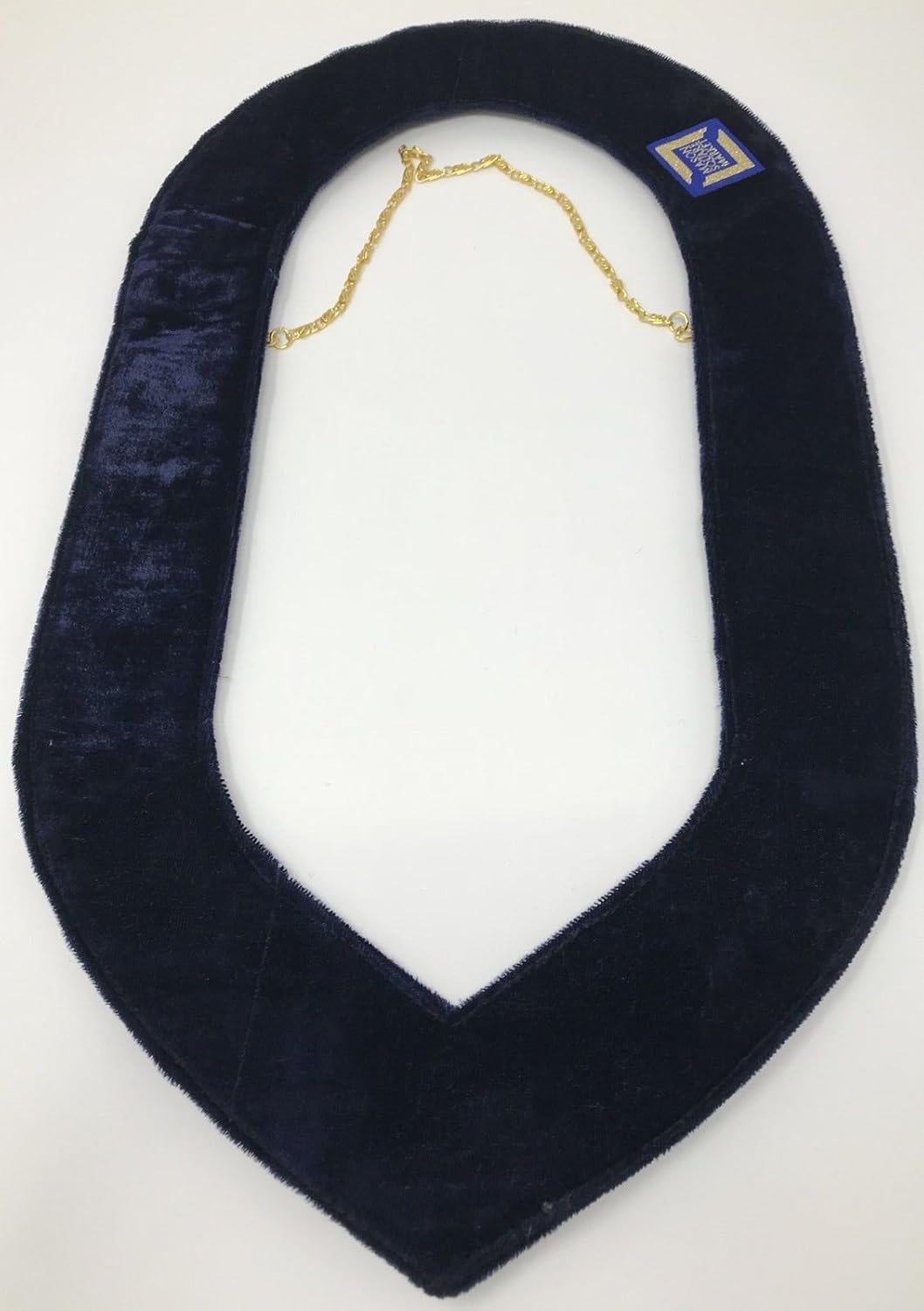 Freemason Masonic Blue Lodge Officer Collar in Gold Tone with Dark Blue Backing