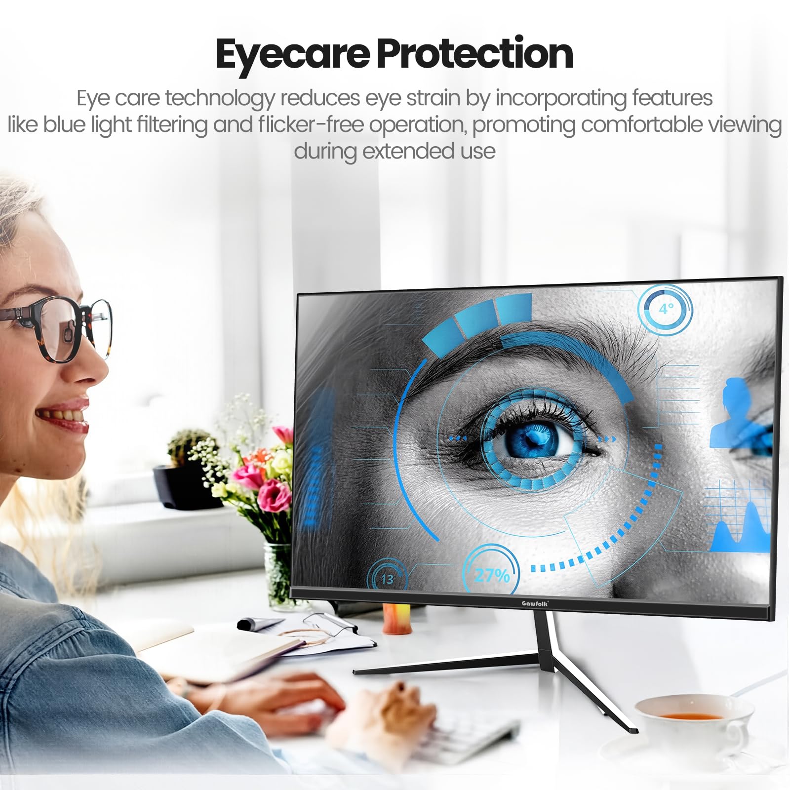 Gawfolk 32 inch 4K PC Monitor, UHD 3840 x 2160p 60HZ Computer Monitors VA Screen for Home & Office, Support HDMI 2.0, DP 1.4 (black) — view 5