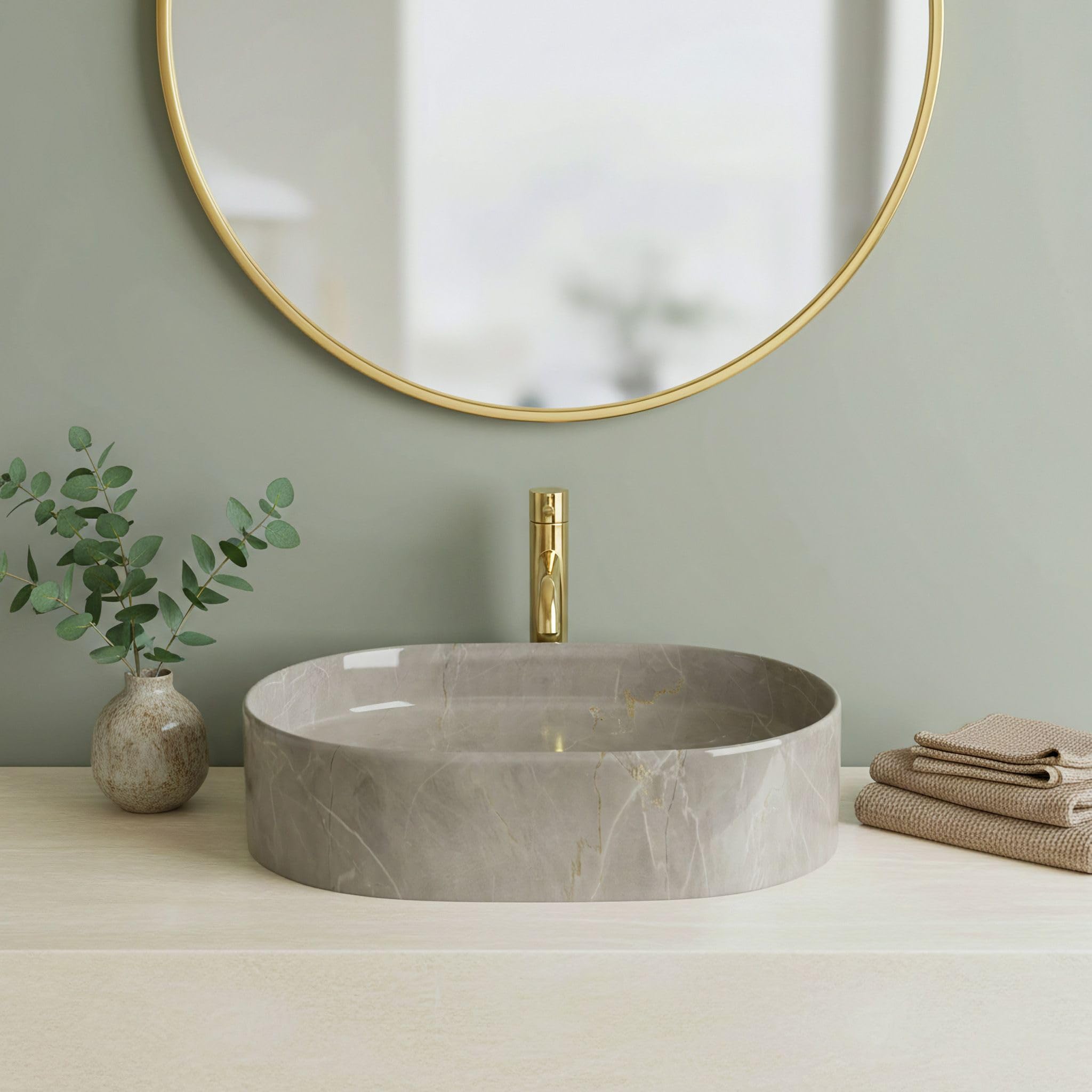Rea Ovales Aufsatzwaschbecken aus Keramik Nadia 50 Kashmir Oval Grey - 50X38X14CM