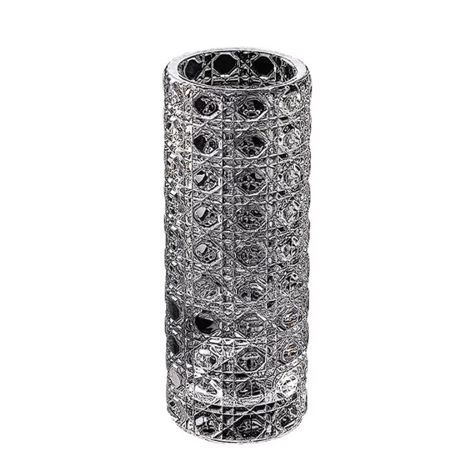 Crystal Glass Candle Holder Square-Patterned Textured Design Romantic Ambiance Decor for Candlelight Dinners Aromatherapy(L)