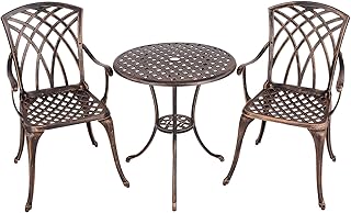 VONLUCE Bistro Table and Chairs Set 2, Aluminium Garden Furn