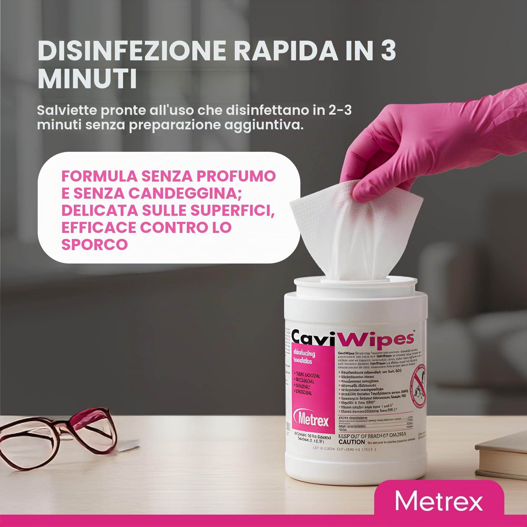 Caviwipes Metrex Disinfecting Towelettes bidone salviette, 160 pezzi