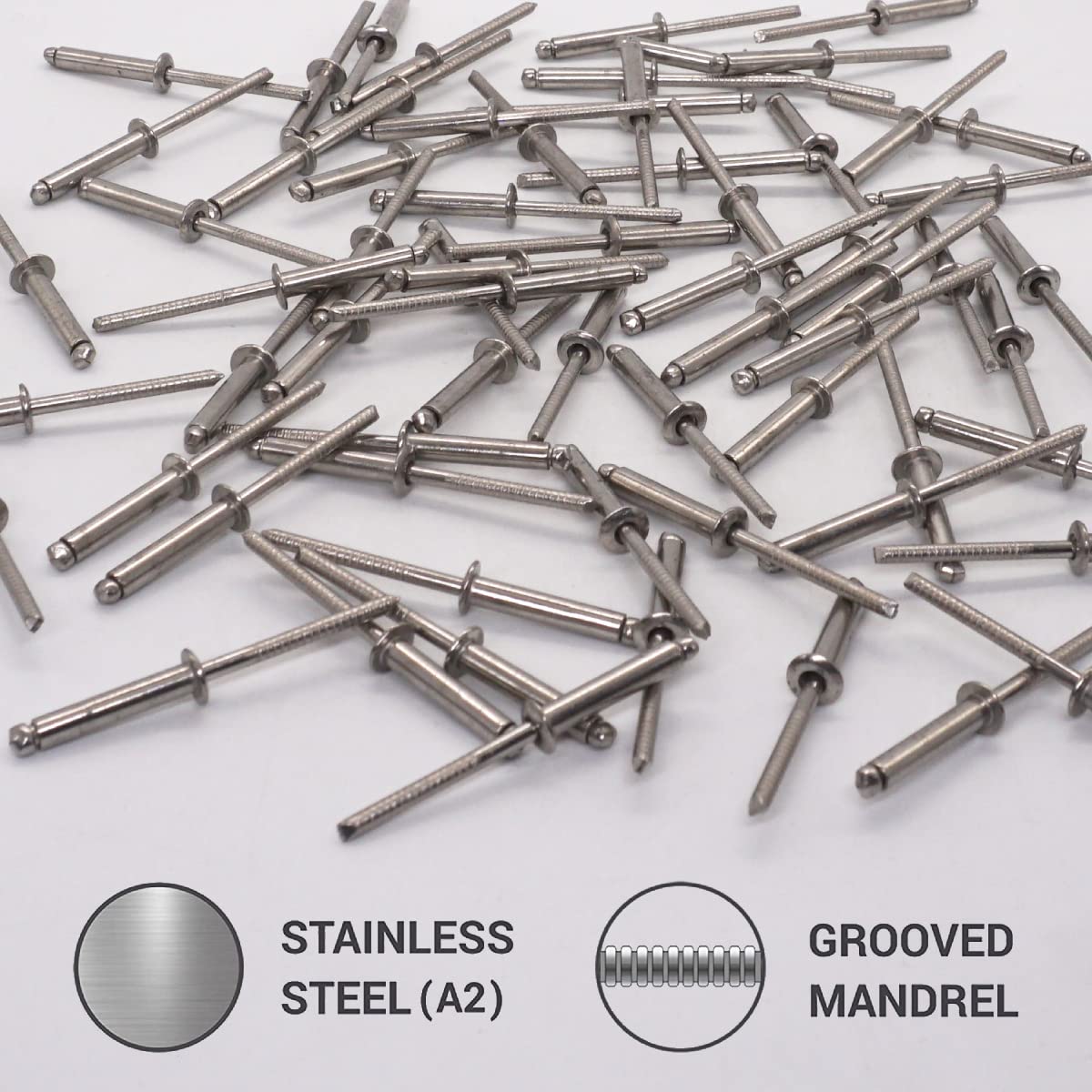 SKIR'CO Lot De 30 Rivets Aveugles Inox A2 - Tête Bombée DIN 7337 - 4,0 X 20 Mm - Fixation Robuste Pour Métal, Bricolage, Construction