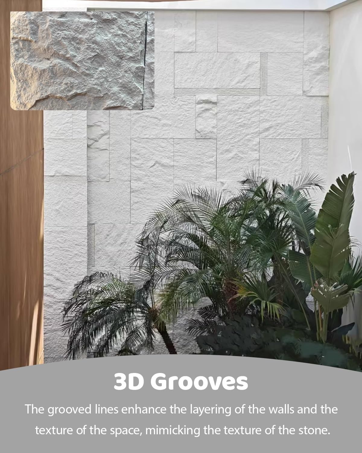 Pannelli Decorativi per Pareti Pannelli Murali 3D Neri Effetto Pietra Finta, Spessore 6 cm, Pannelli di Rivestimento per Fondamenta Esterne, Rivestimento in Cemento Impermeabile(5 Pack)