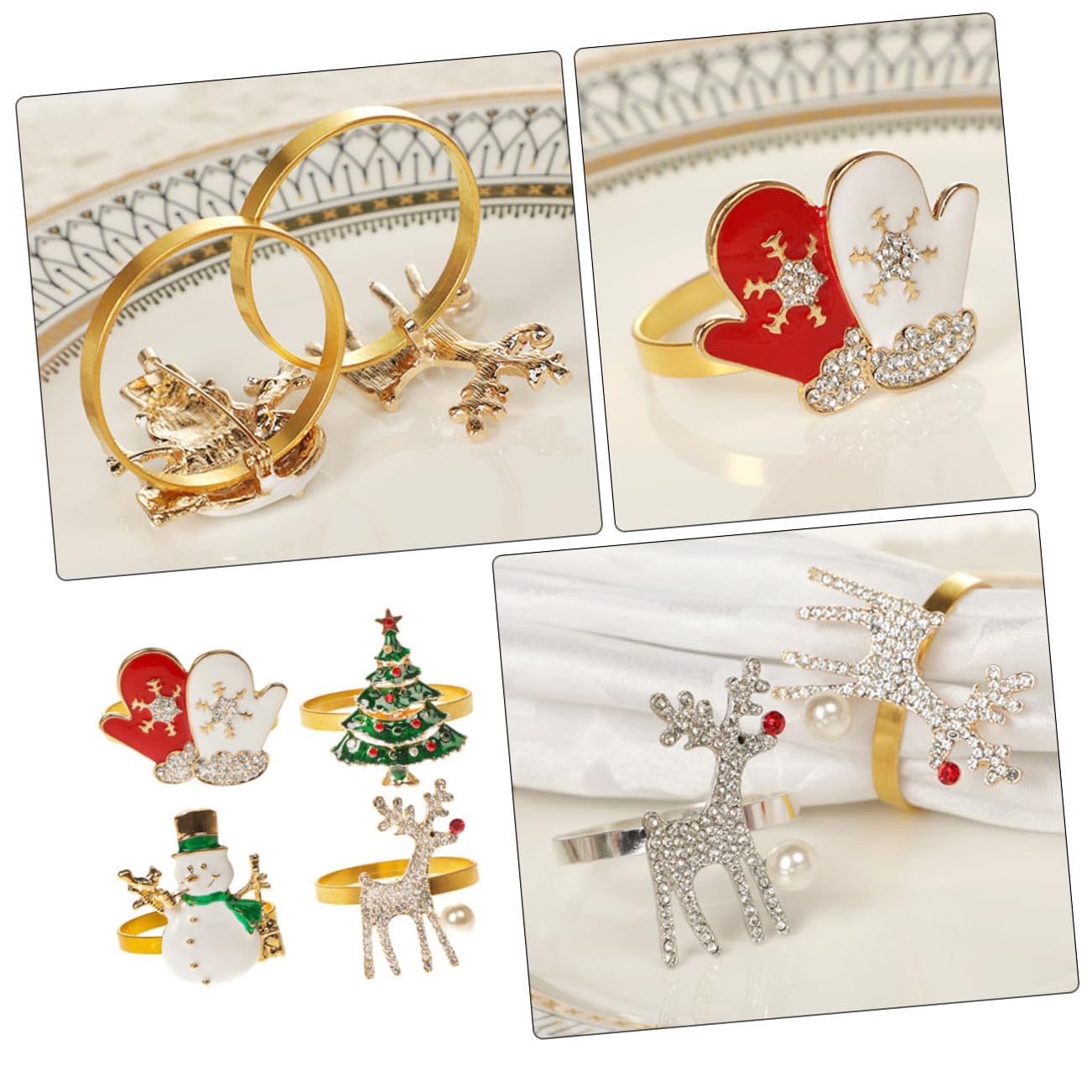 TOPBATHY 3 Sätze Weihnachtsserviettenschnalle Christmas Decorations Table Weihnachtsdeko Schreibtisch Rentier Serviettenringe Weihnachten Serviettenhalter Party-servietten- 4 Stück * 3