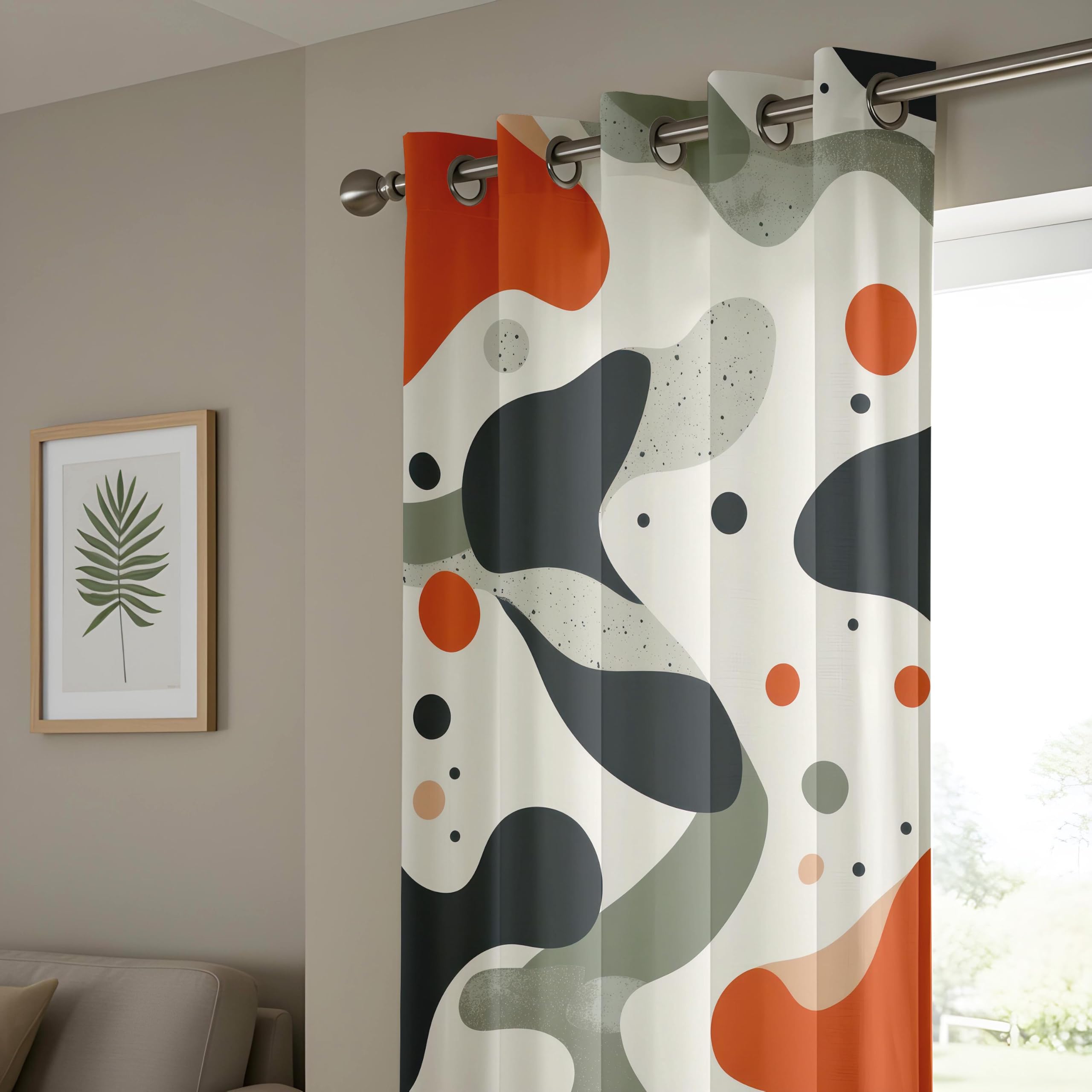 Rideaux occultants pour Chambre à Coucher, 2 Panneaux, Rideaux Abstraits Audacieux, Orange, Noir et Vert, décoration d'art Moderne pour Salon (L x H / 2 x 140 x 280 cm)