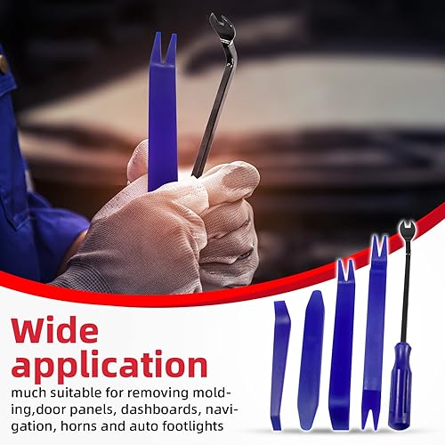 Miniatura 4 de Juego de herramientas de extracción de molduras automáticas (5 piezas)  Kit de herramientas de palanca de plástico grueso sin arañazos para panel de