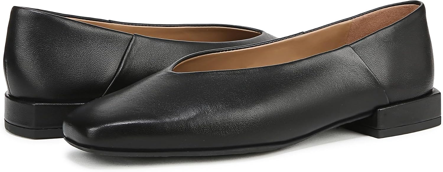 Square Toe Ballet Flats for Women Low Chunky Block Heel Slip On Comfortable Casual Dress Flat Ballerina Shoes