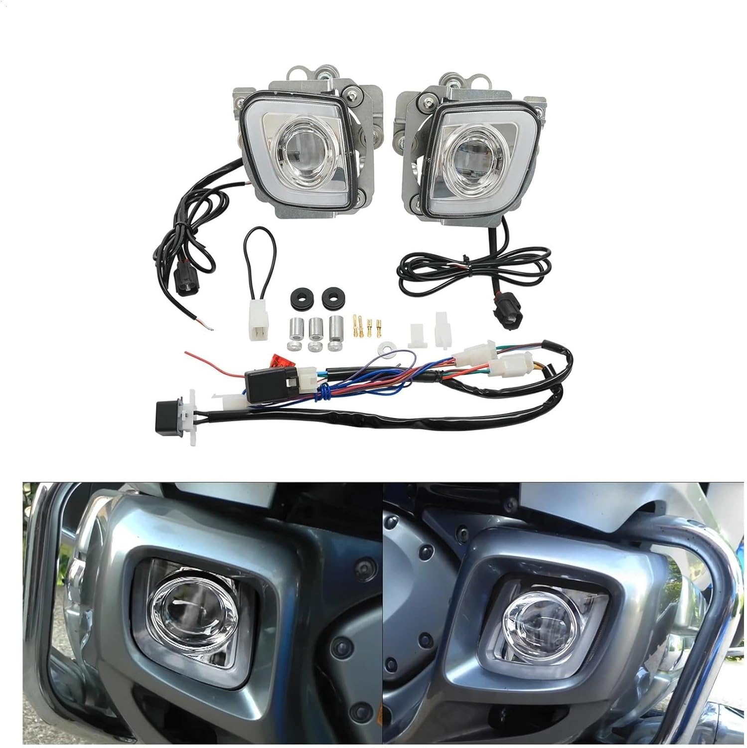 Rectangular Fog Light Kit Compatible with Goldwing GL1800 2012-2017 F6B 2013-2017 Motorcycle Turn Signal Driving Light(Clear Lens)