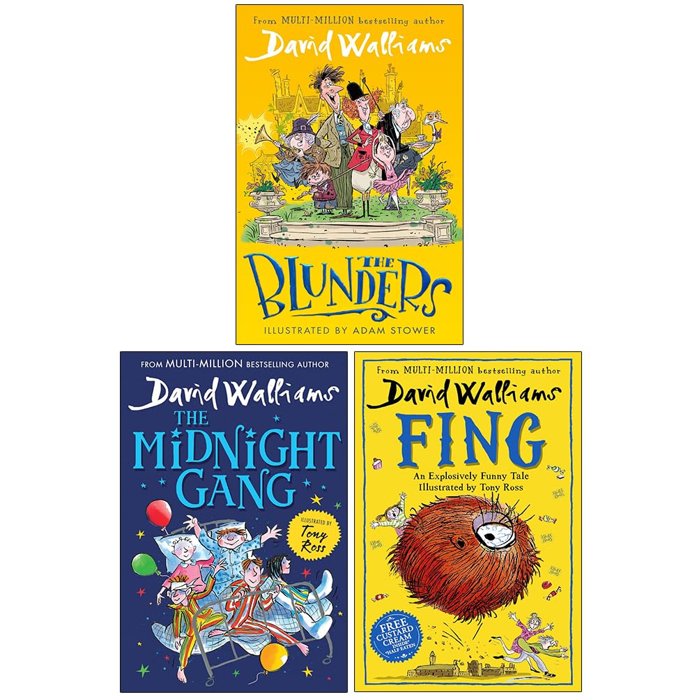 David Walliams Collection 3 Books Set (The Blunders [Hardcover], The Midnight Gang, Fing)