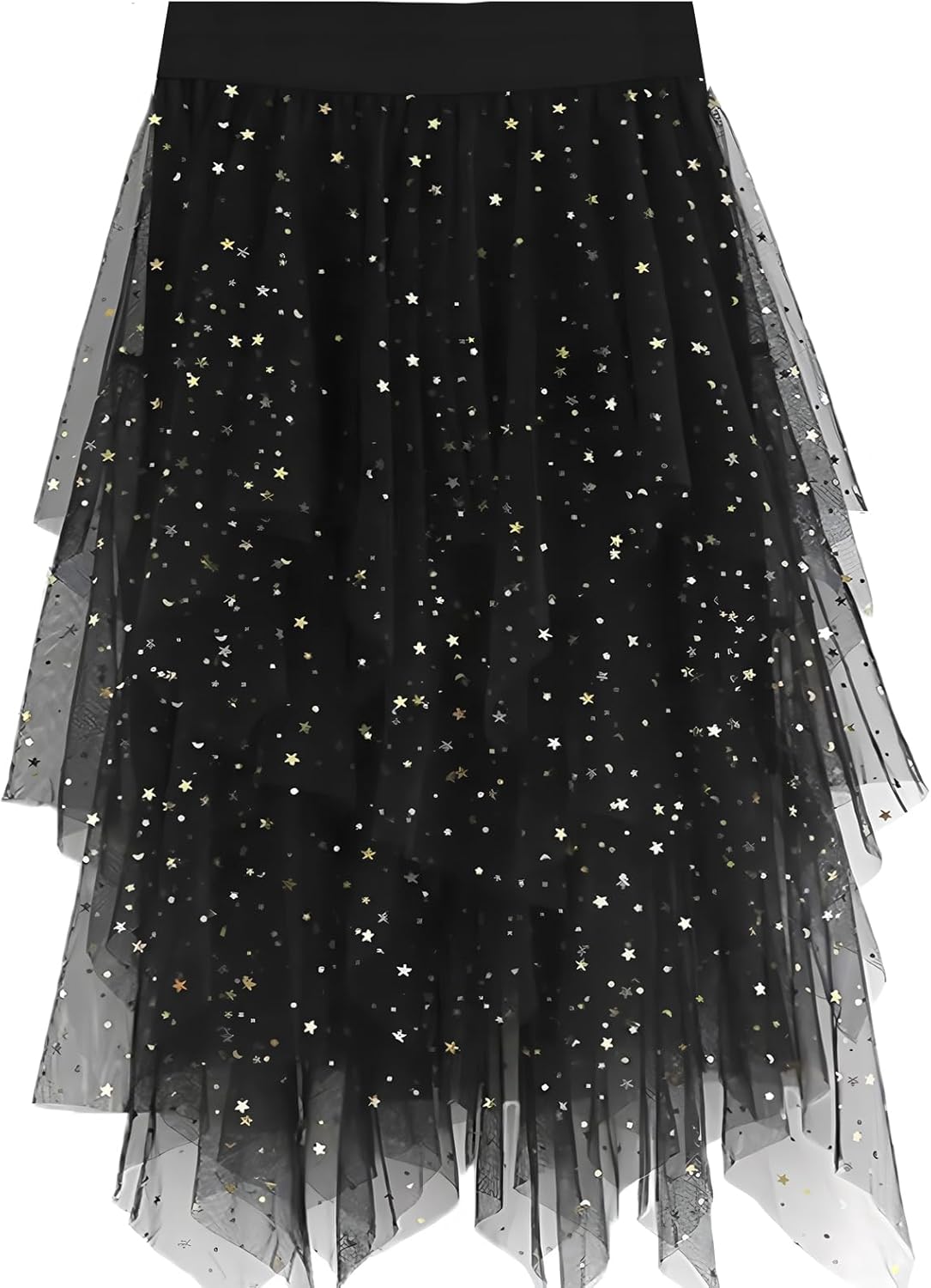 LBKKC Tulle Skirts for Women, Puffy Skirt Asymmetrical Midi Length Ruffled Tutu Layered Mesh Fairy Skirt