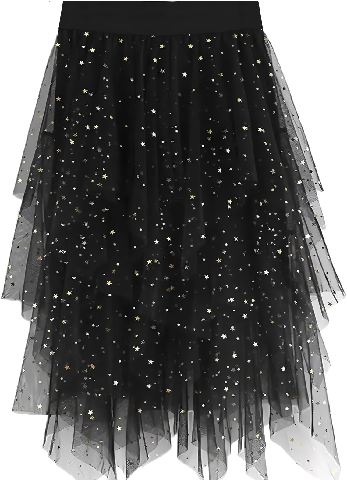 Tulle Skirts for Women, Puffy Skirt Asymmetrical Midi Length Ruffled Tutu Layered Mesh Fairy Skirt