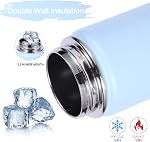 Volhoply 20oz Bouteille d'eau en acier inoxydable isolée avec gouttière en paille, Bouteilles à vide à double paroi avec poignée, Boutilles en métal de sport réutilisables en plein air, Flacon de voyage garder froid et chaud(Blue,1)