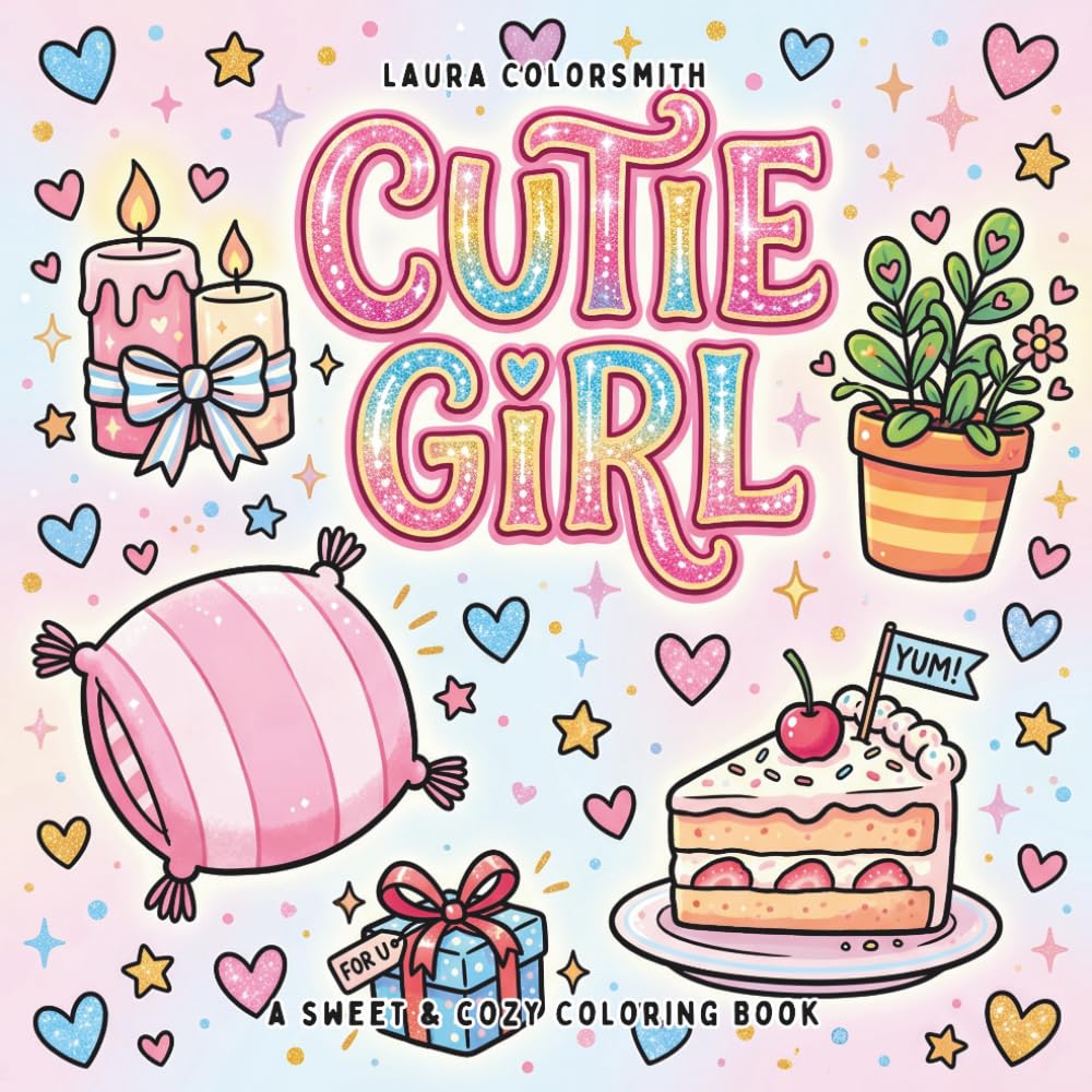Cutie Girl - A Sweet & Cozy Coloring Book: Coloring Book for Girls, Bold and Easy Designs for Relaxation Featuring Sweet and Lovely Things (Girl Therapy Coloring Book)