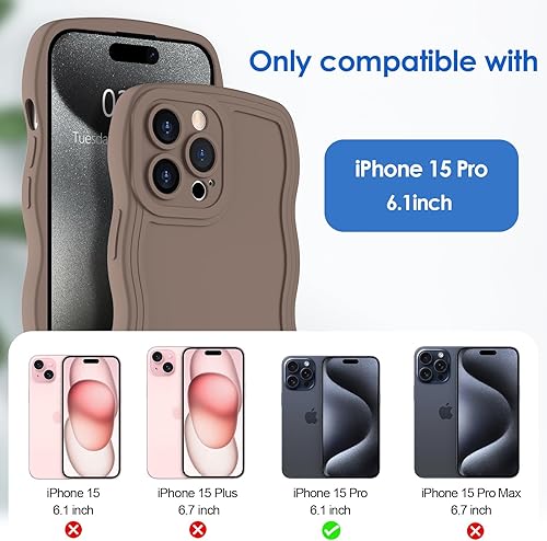 Miniatura 6 de Anuck Funda para iPhone 15 Pro, diseño de marco rizado para mujeres y niñas, bonita funda de teléfono estética de color liso, suave, flexible, TPU a