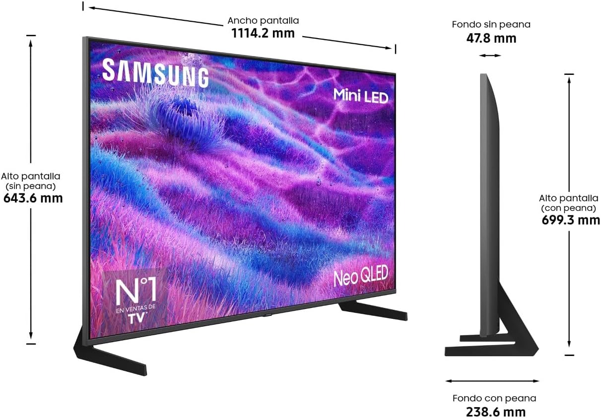 Samsung TV 50 Pulgadas Neo QLED QN80F 4K Mini LED Smart TV con Vision AI, Quantum Matrix Technology Core, Motion Xcelerator 144Hz y Gaming Hub 12