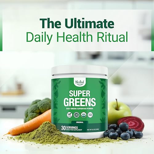Miniatura 6 de SUPER GREENS  Veggie Greens Superfood en polvo con 20ingredientes orgánicos espirulina chlorella cebada y otros además de frutas orgánicas