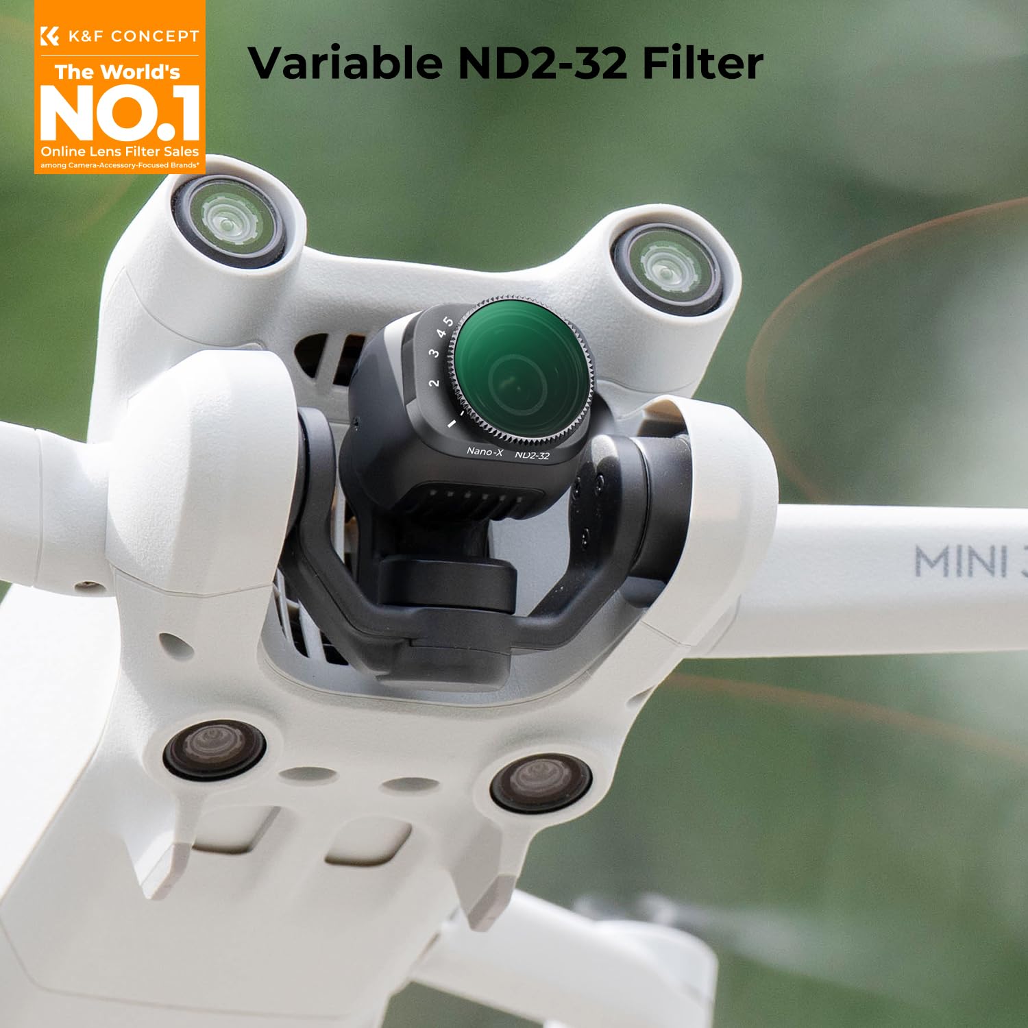 K&F Concept Filtre ND2-32 Variable Drone Gris Neutre 1-5 F-Stops 28 Revêtements de Nano-x Imperméable Anti des Rayures Compatible avec DJI Mini 3 Pro, Mini 3