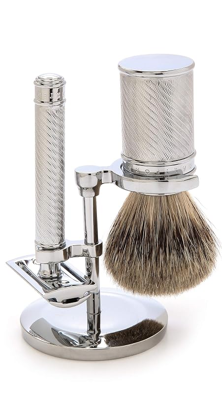 Conjunto Baxter Of California com barbeador de segurança e pincel de barbear