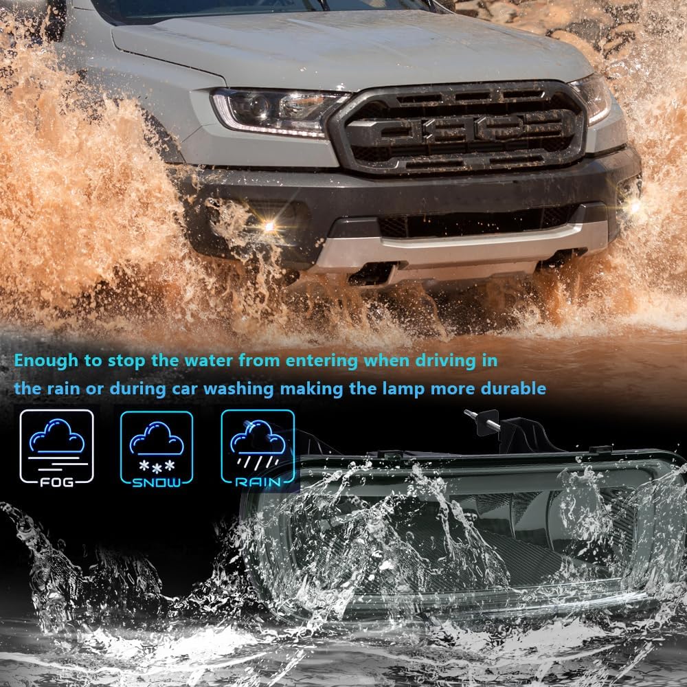 G-PLUS Front Bumper Fog Lights Lamps Compatible with 2004 2005 2006 Ford F150 Lincoln Mark LT Pickup Truck Driver and Passenger Side Smoke Lens Driving Fog Lamp Accessories
