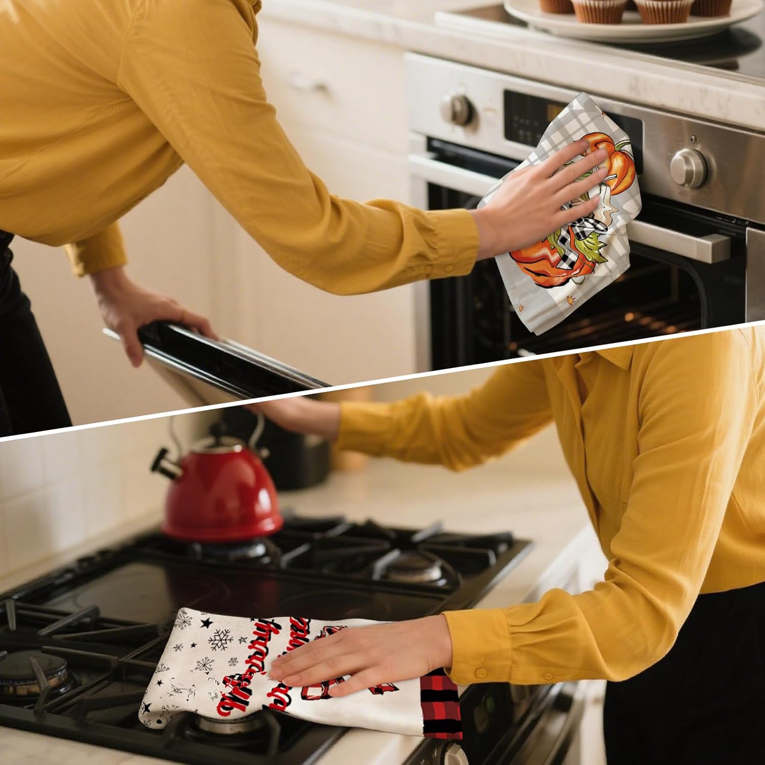 20 Pcs Seasonal Kitchen Towels and Dishcloths Sets, 18x26 Inch Seasonal Dish Towels Decorative Set for All Seasons St. Patrick's Day Spring Easter Decorative Kitchen Hand Towels - Image 9