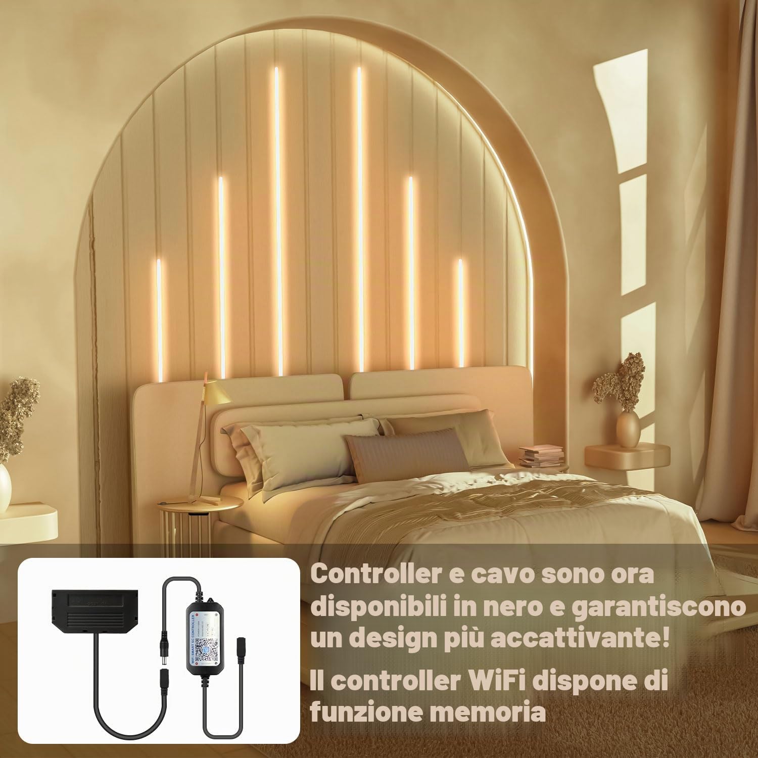 LICHASER 6 Nero Incasso LED Striscia per Pannelli Fonoassorbenti, WiFi Profilo Alluminio per Strisce LED Compatibile con Alexa, Bianca Calda Autoadesiva per Pannelli Acustici (40*2+60*2+90*2 cm)