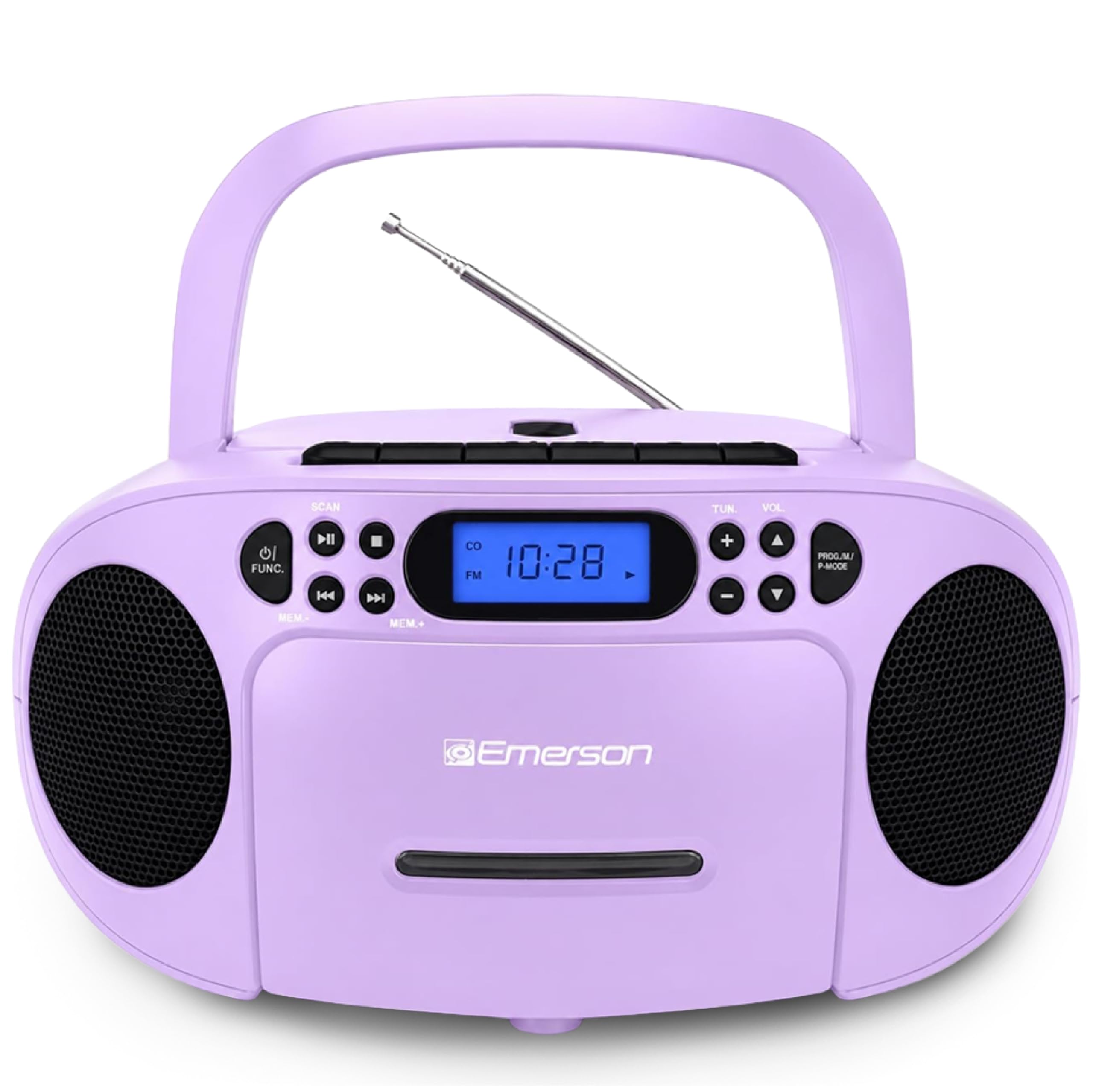 Emerson EPB-3003 Portable CD Cassette Boombox with AM FM Radio - Lilac