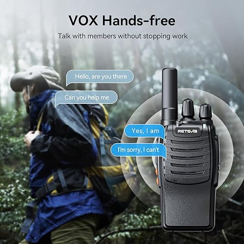 Miniatura 3 de Retevis H-777 Walkie Talkies recargables radios de 2 vías de largo alcance radios portátiles FRS de dos vías con estación de carga USB linterna LED