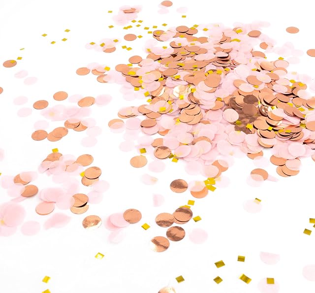 VILSTO Rose Gold Confetti, Table Confetti, Confetti Bags, Rose Gold Tissue Paper Confetti, Rose Gold Table Decorations, Engagement Wedding Christening Baby Shower Birthday Decorations, Approx.50 grams