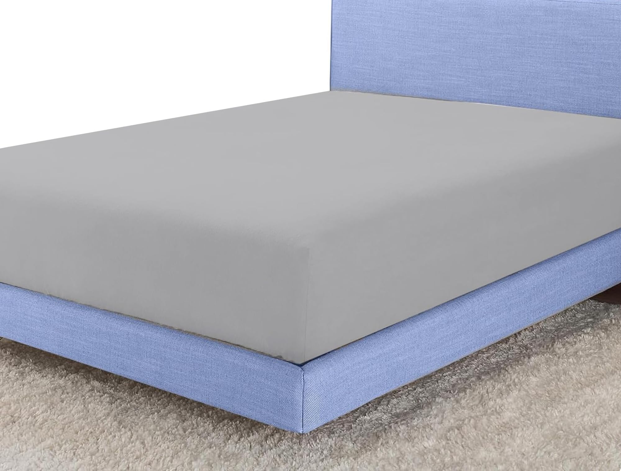 Sunshine Comforts Gray Egyptian Cotton 4Ft Fitted Sheet Grey | 200 Thread Count Deep 40Cm Pocket Small Double Bed Sheet | Soft, Breathable, Anti Wrinkle & Hypoallergenic Bedding & Linen 122X190cm 3/4 Bed Sheet