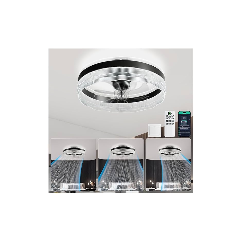 ●BENFLOWZ Amazon.com: kejector Low Profile Ceiling Fan with Light,20