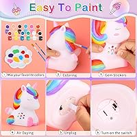 Vista 6 de dededa Kit de arte de luz nocturna de unicornio para pintar tu propio unicornio, artes y manualidades para niños de 4 a 8 años, regalos